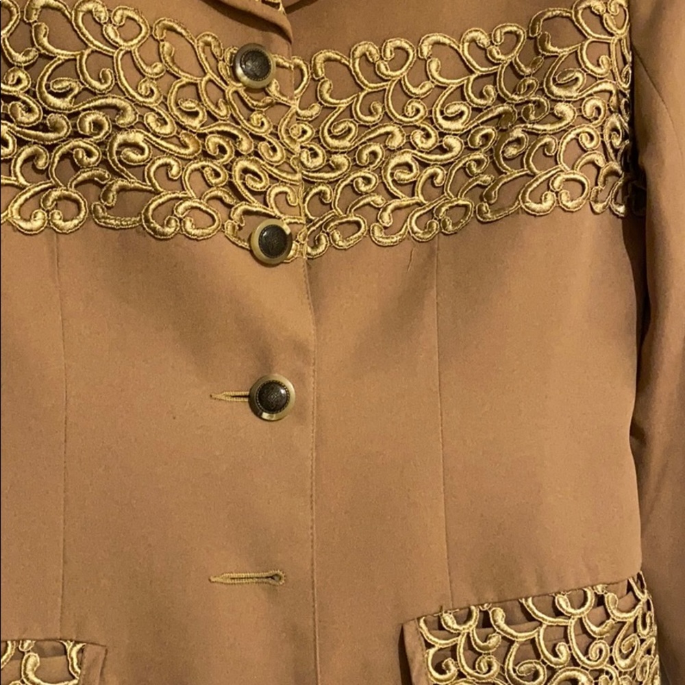 Embroidered Tan Coat - image 2